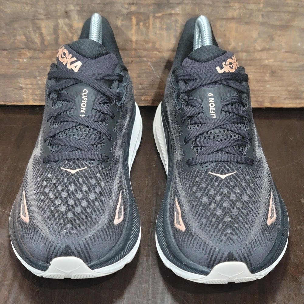 HOKA Clifton 9 "Black/Rose Gold" Wmns 7B  Fast Shipping - Picture 6 of 12